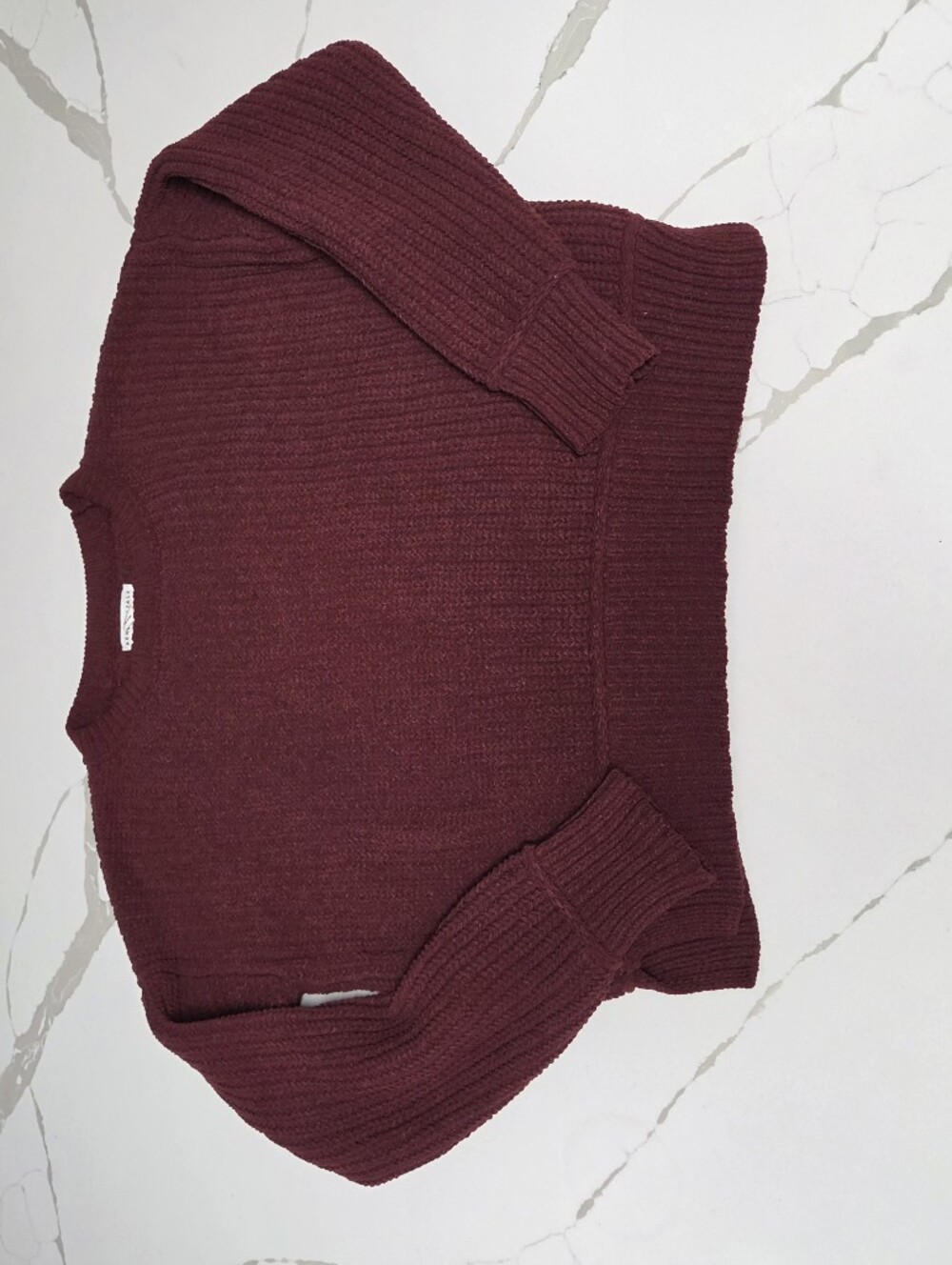 Aeropostale Burgundy Chenille Rib Knit Crewneck Sweater - S